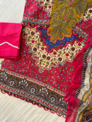Floral Printed Ethnic Embroidered Cotton Pakistani Suit