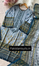 AL Zohaib AZ 1333 B Pure Cotton Print With Heavy Embrodairy Patches Work Pakistani Suits