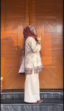 Elegant Pakistani Lawn Suit Paired With A Rich Maroon Dupatta