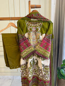 AL Zohaib 1287 B Green Cotton Embrodairy Floral Pakistani Suits