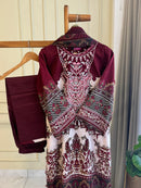 AL Zohaib 1287 C Maroon Cotton Embrodairy Floral Pakistani Suits
