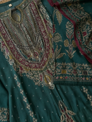 Premium Green Muslin Gold Embroidery Suits