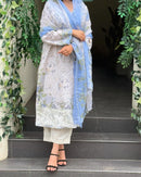 Hazzel 0309 Pure Cotton Printed And Embroidery Patches Pakistani Suits