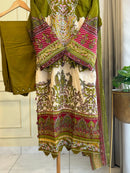 AL Zohaib 1287 B Green Cotton Embrodairy Floral Pakistani Suits