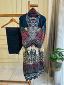 AL Zohaib 1287 A Blue Cotton Embrodairy Floral Pakistani Suits