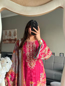 Floral Printed Embroidered Pakistani Casual Suit