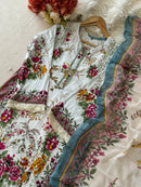 Embroidered Cotton Pakistani Suit with Floral Dupatta