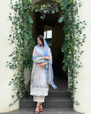 Hazzel 0309 Pure Cotton Printed And Embroidery Patches Pakistani Suits