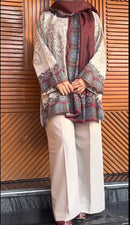 Elegant Pakistani Lawn Suit Paired With A Rich Maroon Dupatta