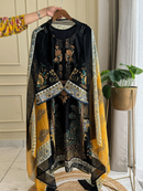 Black & Mustard Embroidered Pakistani Suit