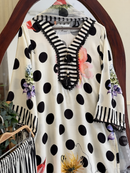 Polka Dot Rayon Kurta Pant Set with Cota Checks Dupatta