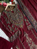 Premium Pure Viscose Maslin Digital Print Pakistani Suit with Hand Work