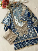 Noor Blue Embroidered Cotton Suit