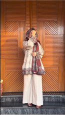 Elegant Pakistani Lawn Suit Paired With A Rich Maroon Dupatta