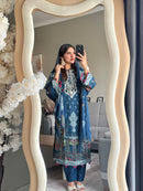 Midnight Blue Embroidered Pakistani Suit