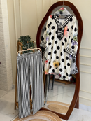Polka Dot Rayon Kurta Pant Set with Cota Checks Dupatta