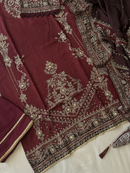 Luxury Pakistani Style Maroon Embroidered Salwar Kameez