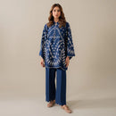 Aura Blue Printed Kurta Co-Ord Set