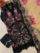 Luxury Black Rose Print Pakistani Salwar Kameez