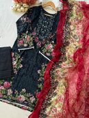 Black Printed Floral Casual Pakistani Suits