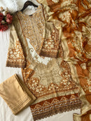 Premium Pakistani Style Embroidered Cotton Suit Set
