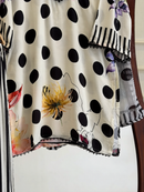 Polka Dot Rayon Kurta Pant Set with Cota Checks Dupatta