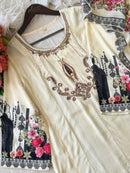Festive Wear Muslin Pakistani Suit with Floral Border Dupatta