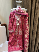 Premium Pink Pakistani Embroidered Muslin Suit with Printed Dupatta
