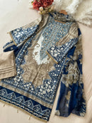 Noor Blue Embroidered Cotton Suit