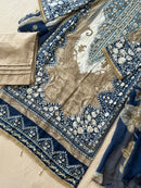 Noor Blue Embroidered Cotton Suit