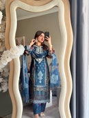 Midnight Blue Embroidered Pakistani Suit