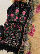 Luxury Black Rose Print Pakistani Salwar Kameez