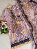 Ayraa Elegance Mauve & Mustard Printed Lawn Suit