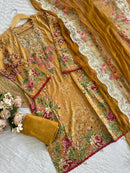 Mustard Yellow Digital Floral Print Cotton Suit