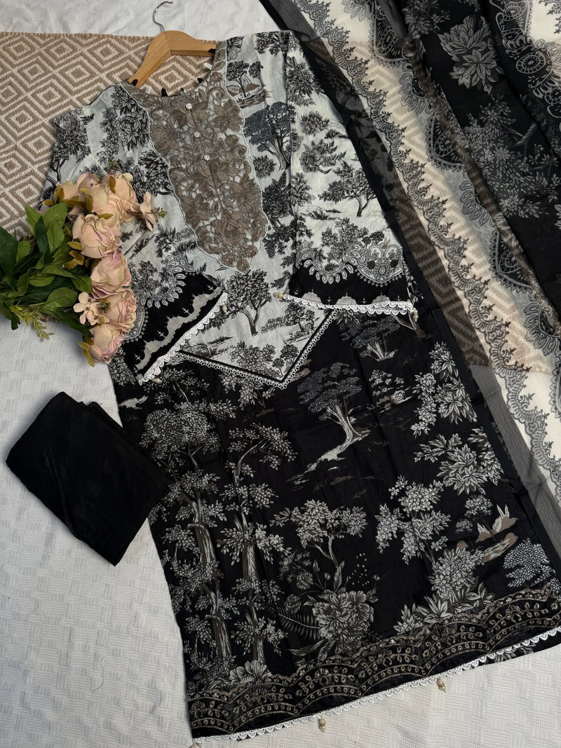 Black & White Printed Lawn Outfit