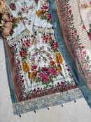 Pastel Floral Printed Lawn Cotton Suit with Lace & Tassel Detail
