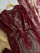 Luxury Maroon Embroidered Piece Lawn Cotton Suit