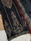 Black Premium Muslin Unstitched Pakistani Suit