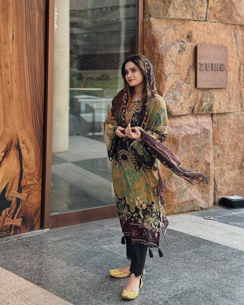 Al zohaib Az 1157 Pure Cotton Print Embroidery  Worked Pakistani Suits