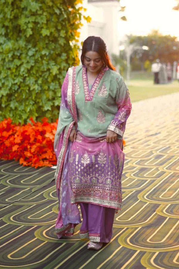 Mannat Code 007 Present Multi Color Gerogette Printed Pakistani Suits