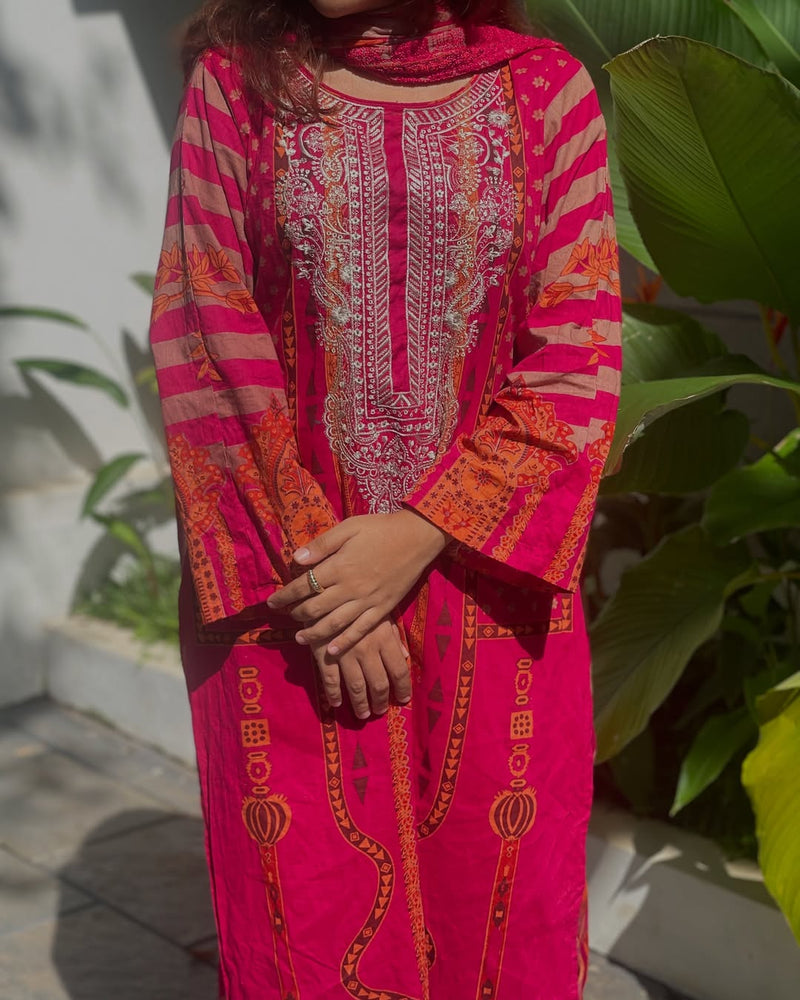 Mehboob Tex 1677 Pure Cotton Print With Self Embroidery Work Pakistani Suits