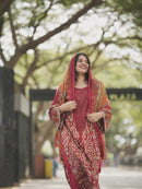 AZ 1282 Maroon Pure Cotton Print Pakistani Suits