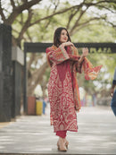 AZ 1282 Maroon Pure Cotton Print Pakistani Suits