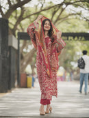AZ 1282 Maroon Pure Cotton Print Pakistani Suits