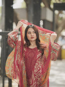 AZ 1282 Maroon Pure Cotton Print Pakistani Suits