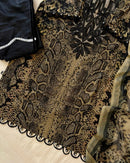 Designer Beige Cotton Suit With Black Embroidery