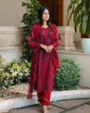 Festive Wear Maroon Cotton Suit with Handwork Suits