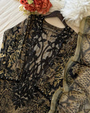 Designer Beige Cotton Suit With Black Embroidery