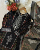 Festive Wear Black Cotton Embroidered Readymade Pakistani Suit