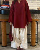 Gulzaar Maroon Kameez with Ivory Farshi Shalwar